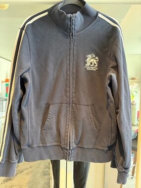 Lucky Brand Navy Blue Zip-Up Track Jacket with White Stripes